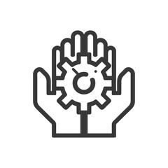 Obraz premium Two Hands Holding a Gear Representing Support and Maintenance