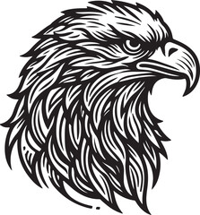 Hawk eagle head silhouette vector design on white background