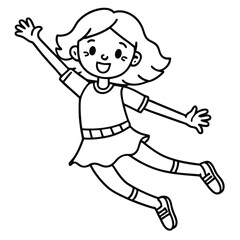 Jumping Girl Cartoon Vector Illustration , Character Vector Design png