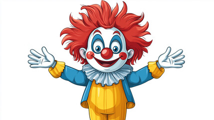 Cute Cartoon Clown on Solid White Background