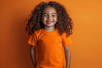 A child in an orange t-shirt. Mockup of an orange T-shirt. National Day for Truth and Reconciliation