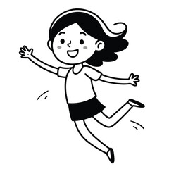 Jumping Girl Cartoon Vector Illustration , Character Vector Design png