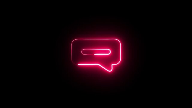 Social Media Chat Icon Neon Light. New messenger social media network logo icon. Neon Message box icon.