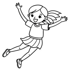 Obraz premium Jumping Girl Cartoon Vector Illustration , Character Vector Design png
