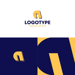 Logo Abstract A Letter Concept Modern Minimalism Flat Design