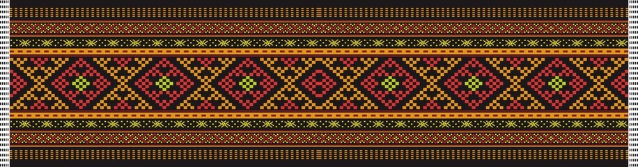 Traditional Ulos Batak pattern, design, decoration, wallpaper, ornament with various colors.