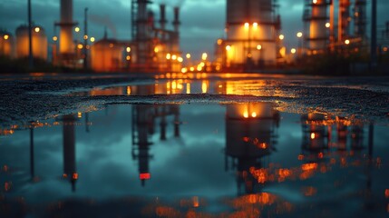 Fototapeta premium Reflection of Industrial Cityscape