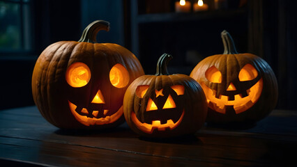 Obraz premium dark, festival, halloween background, darkness, halloween pumpkin, tree, bat, castle, skill, orange, concept, poster, moon, spider, vector, grave, witch, illustration, banner, spooky, autumn, october,