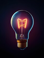 Illuminated Light Bulb with Vibrant Colors on Dark Background
