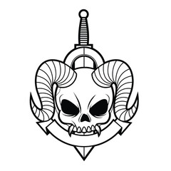 Skeleton Emblem or Badge Logo Design Template