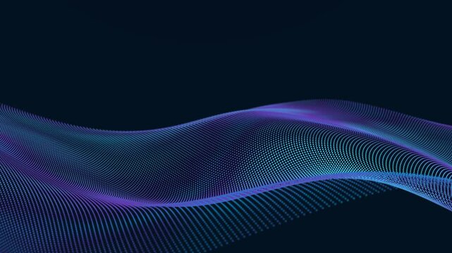 Beautiful wave. Wave motion of points. The concept of science, technology, business, space. Banner, wallpaper Looped animation 4K