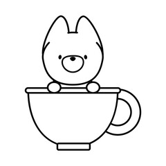 Cartoon cat in a cup coloring page