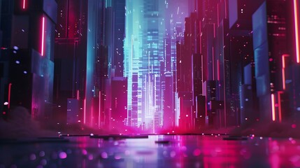 Futuristic Cityscape with Neon Lights
