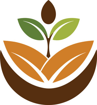 Plant seed logo, reforestation logo go green vector line art illustration