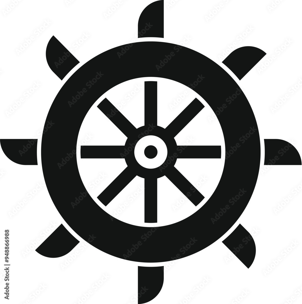 Poster black simple style icon of a ship steering wheel controlling navigation direction