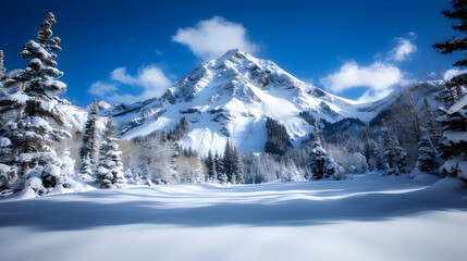 Snow Covered Mountain With Sky Background