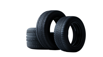 Set of  car tires isolated on transparent background