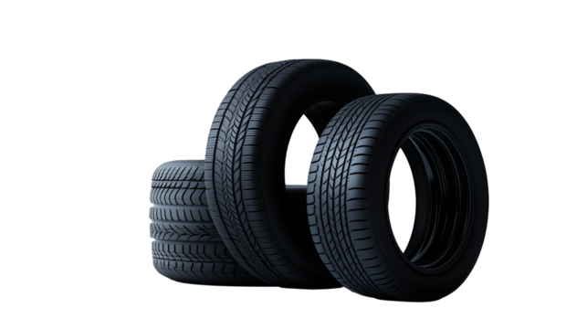 Set of  car tires isolated on transparent background