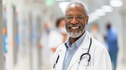 senior african american docotor theatre, healthcare expertise, medical imaging, professional portrait