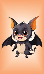 Halloween Bat Animal Cartoon Vector Design.