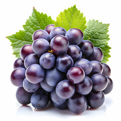 black grapes isolated on white background