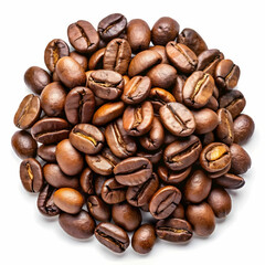 roasted coffee beans isolated in white background