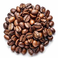 roasted coffee beans isolated in white background