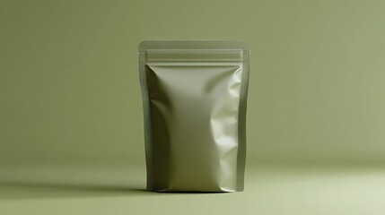 Olive Green Stand-up Pouch on a Matching Background for Earthy and Minimalistic Packaging
