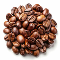roasted coffee beans isolated in white background