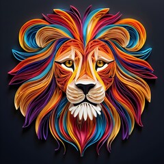 Fototapeta premium lion head - quilling art