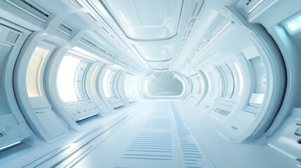 Obraz premium Futuristic Spaceship Interior Corridor