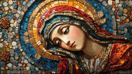 Obraz premium Mosaic Portrait of the Virgin Mary