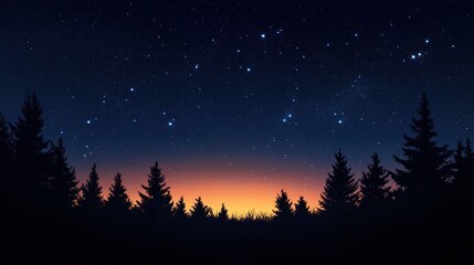 Fototapeta premium Night Sky Over Silhouetted Forest