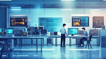 Two Men Working in a High-Tech Laboratory