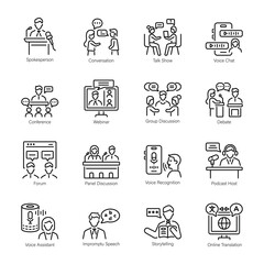 Collection of Speaking Linear Icons

