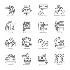 Collection of Conversation Outline Style Icons 