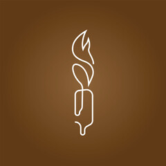 monoline illustration vector of a candle and flame