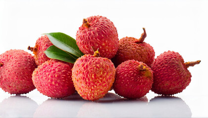Lychee fruit pattern from flat view isolated on white background