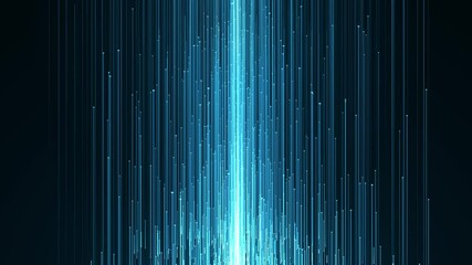 Abstract digital background with glowing neon particles flying upward. movement of a stream of glowing bright lines of particles. connection visualization. Seamless loop abstract background - Powered by Adobe