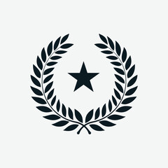 laurel and star logo, sign decoration symbol, icon wreath laurel winner
