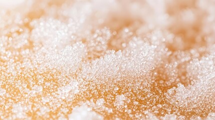 Close-up of sugar crystals on a dessert, macro, sweet layers.