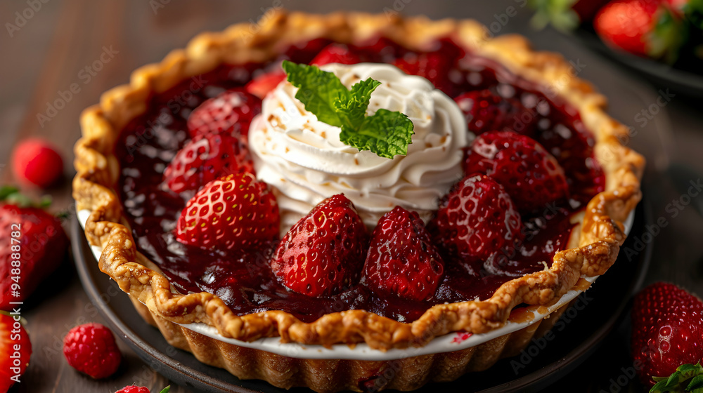 Canvas Prints strawberry pie with whipped cream top