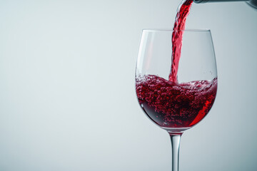 Top view of wine pouring