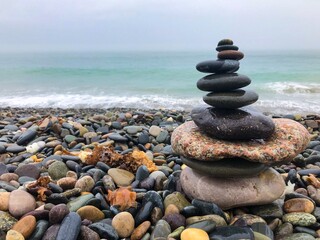 A cairn by the ocean