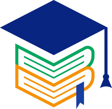 Education logo black color style with academic cap