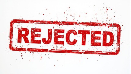 Red rejected stamp on a white background with splatter effect