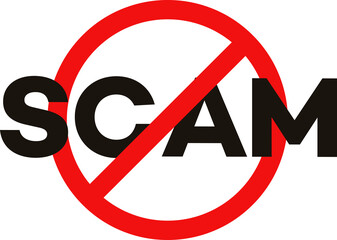 Scam prohibition symbol color flat style