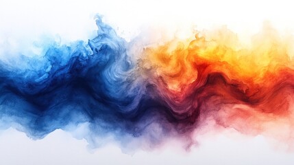 Fototapeta premium Abstract Watercolor Art - Blue and Orange Swirls