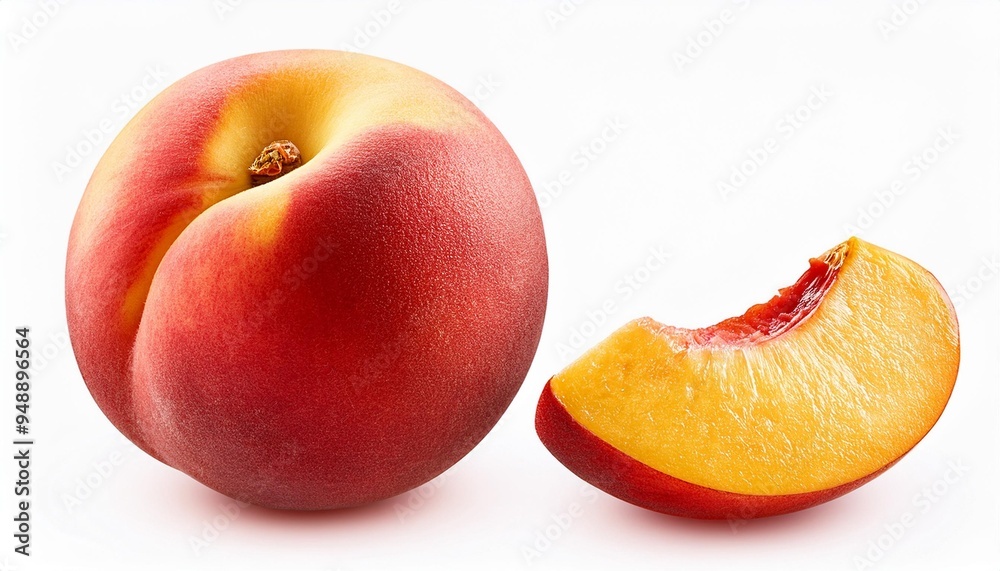 Wall mural peach isolated on white background