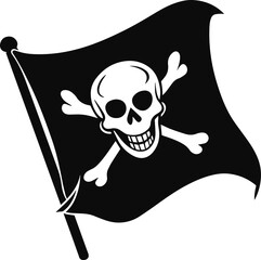 pirate flag with a skull and crossbow vector silhouette